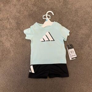 Adidas Aqua Tee and Black Shorts Set